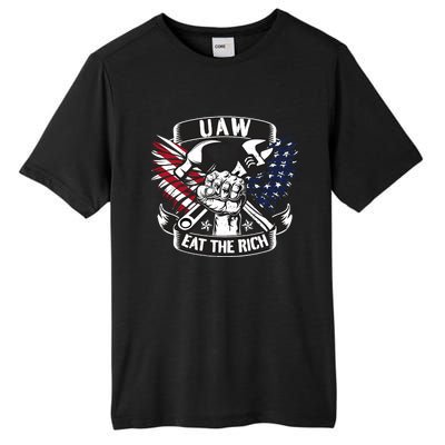 Us Flag Vintage Uaw Eat The Rich Uaw Strong Uaw Proud Union Tall Fusion ChromaSoft Performance T-Shirt