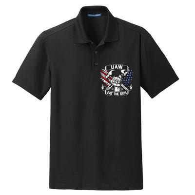 Us Flag Vintage Uaw Eat The Rich Uaw Strong Uaw Proud Union Dry Zone Grid Polo