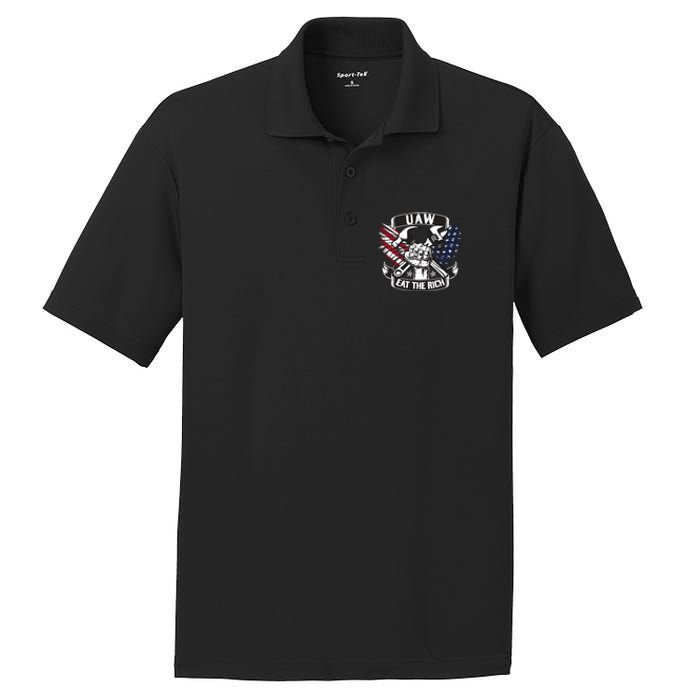 Us Flag Vintage Uaw Eat The Rich Uaw Strong Uaw Proud Union PosiCharge RacerMesh Polo