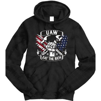 Us Flag Vintage Uaw Eat The Rich Uaw Strong Uaw Proud Union Tie Dye Hoodie