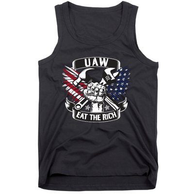 Us Flag Vintage Uaw Eat The Rich Uaw Strong Uaw Proud Union Tank Top