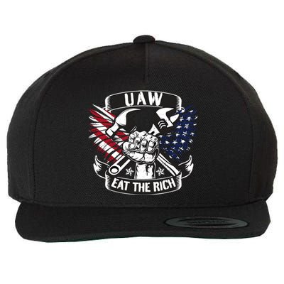 Us Flag Vintage Uaw Eat The Rich Uaw Strong Uaw Proud Union Wool Snapback Cap