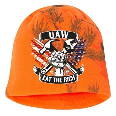 Us Flag Vintage Uaw Eat The Rich Uaw Strong Uaw Proud Union Kati - Camo Knit Beanie