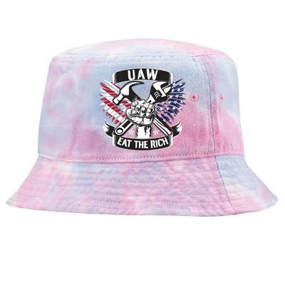 Us Flag Vintage Uaw Eat The Rich Uaw Strong Uaw Proud Union Tie-Dyed Bucket Hat