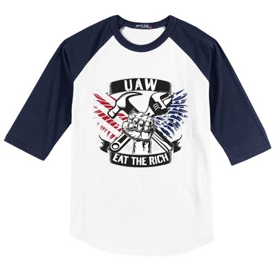 Us Flag Vintage Uaw Eat The Rich Uaw Strong Uaw Proud Union Baseball Sleeve Shirt