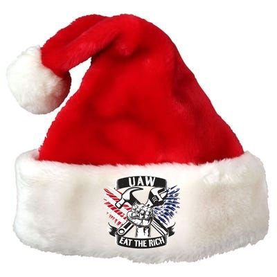 Us Flag Vintage Uaw Eat The Rich Uaw Strong Uaw Proud Union Premium Christmas Santa Hat