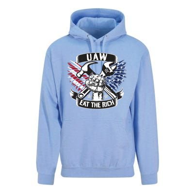 Us Flag Vintage Uaw Eat The Rich Uaw Strong Uaw Proud Union Unisex Surf Hoodie