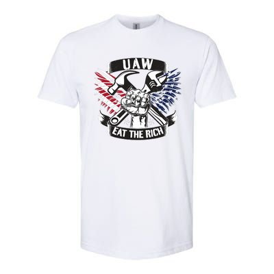 Us Flag Vintage Uaw Eat The Rich Uaw Strong Uaw Proud Union Softstyle CVC T-Shirt