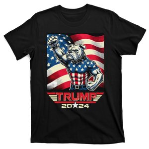 Us Flag Vote For Trump 2024 Fist Bulldog T-Shirt