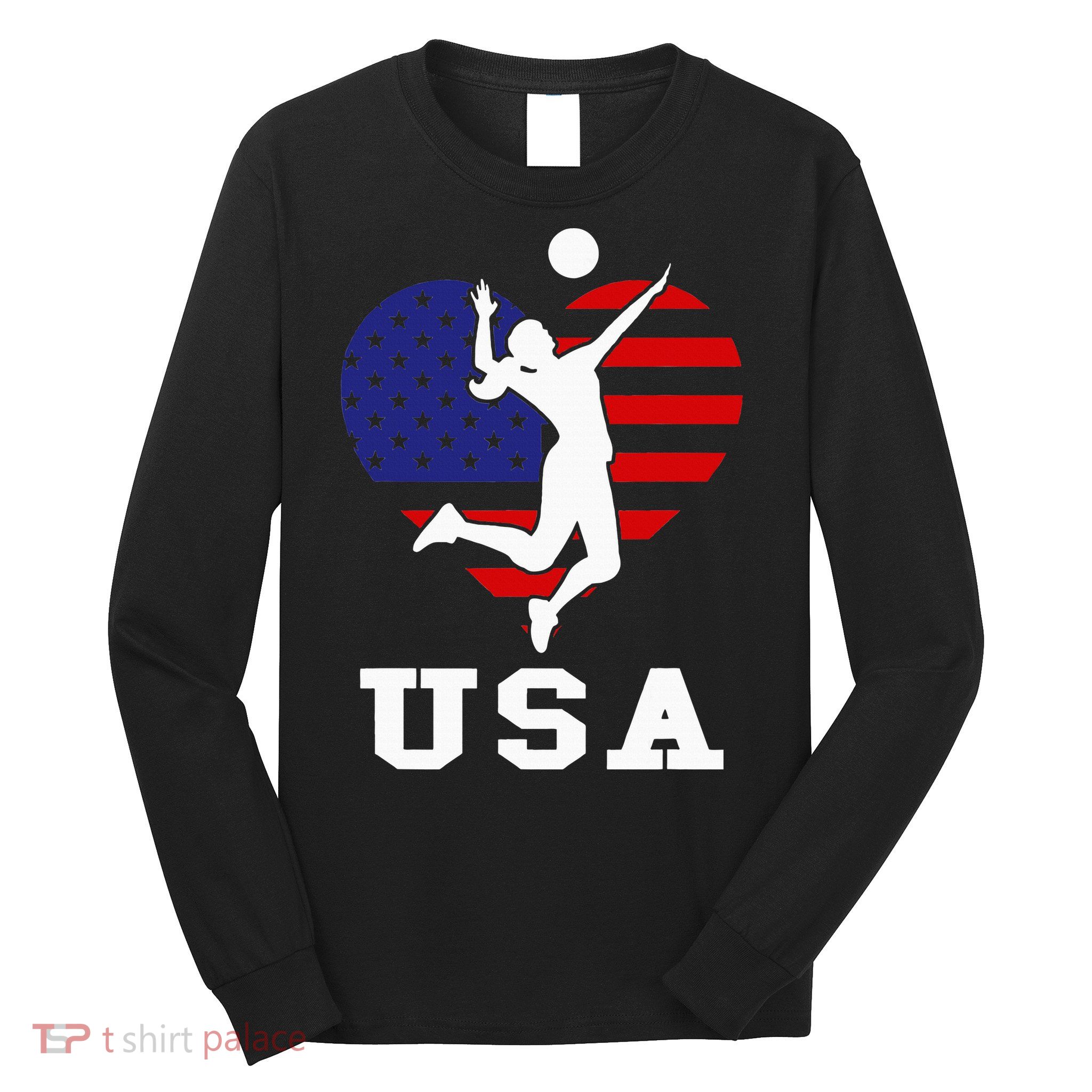 Usa Flag Volleyball Support Usa Team Volleyball Long Sleeve Shirt