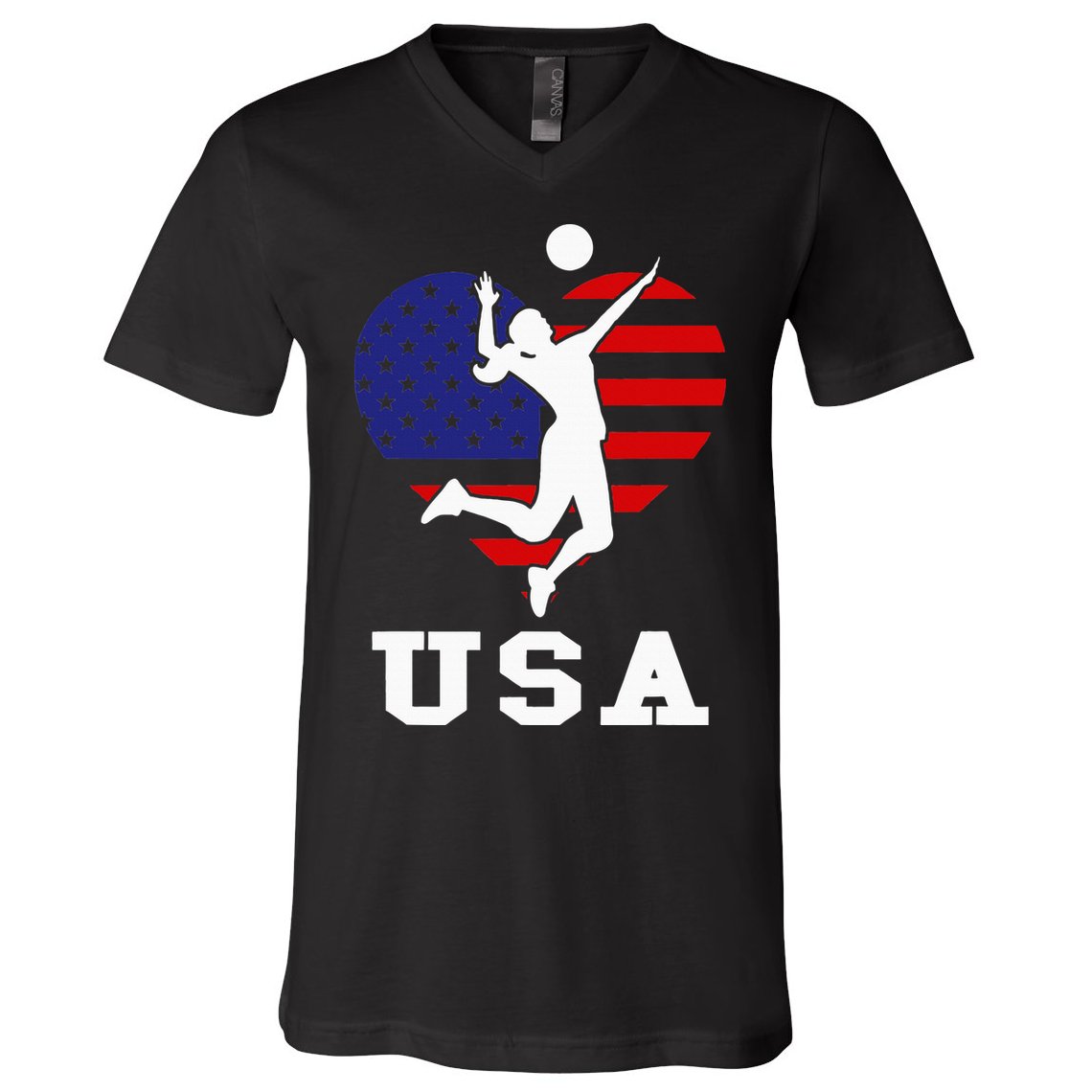 Usa Flag Volleyball Support Usa Team Volleyball V-Neck T-Shirt