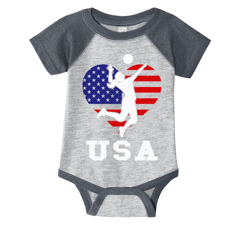 Usa Flag Volleyball Support Usa Team Volleyball Infant Baby Jersey Bodysuit