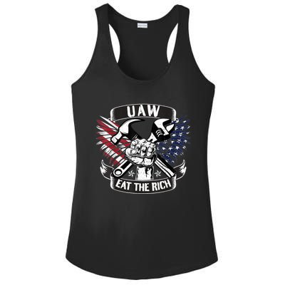 Us Flag Vintage Uaw Eat The Rich Uaw Strong Uaw Proud Union Ladies PosiCharge Competitor Racerback Tank