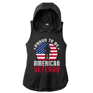 USA Flag Veteran Pride Ladies PosiCharge Tri-Blend Wicking Draft Hoodie Tank