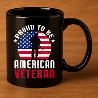 USA Flag Veteran Pride 11oz C Handle Ceramic Mug