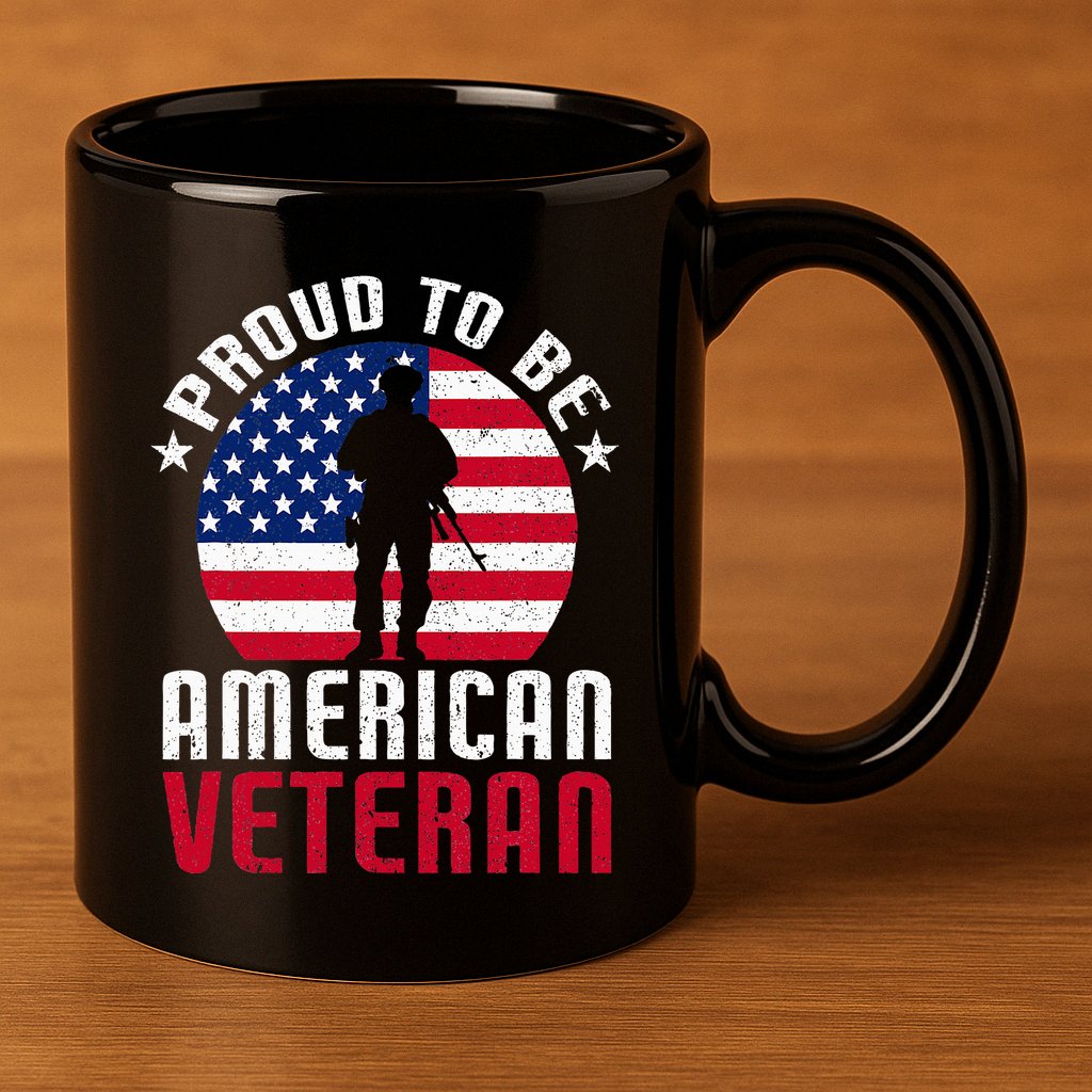 USA Flag Veteran Pride 11oz C Handle Ceramic Mug