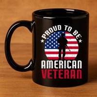 USA Flag Veteran Pride 11oz C Handle Ceramic Mug