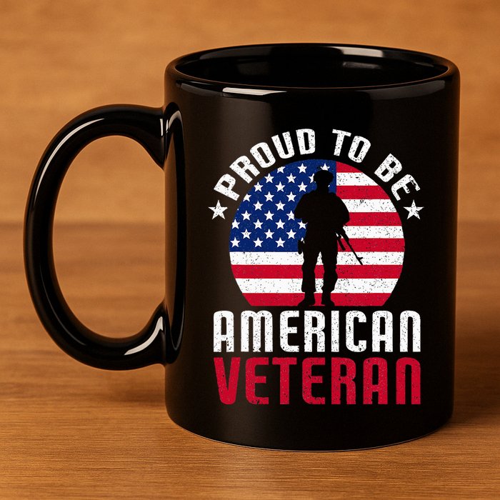 USA Flag Veteran Pride 11oz C Handle Ceramic Mug