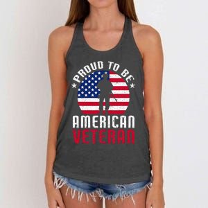 USA Flag Veteran Pride Women's Knotted Racerback Tank