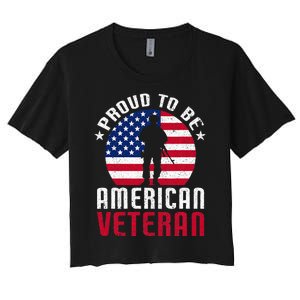 USA Flag Veteran Pride Women's Crop Top Tee