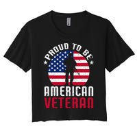 USA Flag Veteran Pride Women's Crop Top Tee