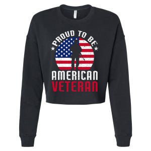 USA Flag Veteran Pride Cropped Pullover Crew