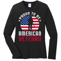 USA Flag Veteran Pride Ladies Long Sleeve Shirt