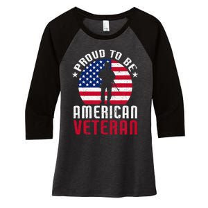 USA Flag Veteran Pride Women's Tri-Blend 3/4-Sleeve Raglan Shirt