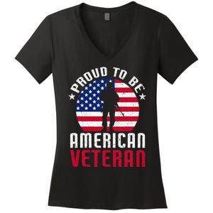 USA Flag Veteran Pride Women's V-Neck T-Shirt