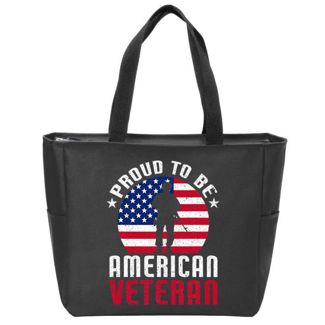USA Flag Veteran Pride Zip Tote Bag
