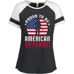 USA Flag Veteran Pride Enza Ladies Jersey Colorblock Tee