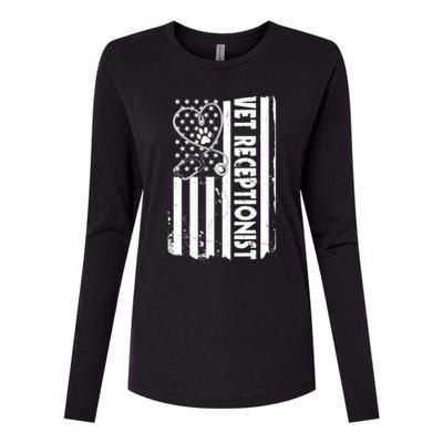 Usa Flag Vet Receptionist American Animal Health Gift Womens Cotton Relaxed Long Sleeve T-Shirt