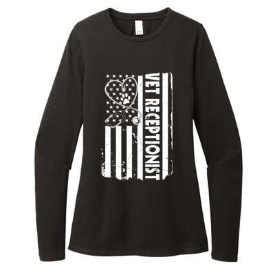 Usa Flag Vet Receptionist American Animal Health Gift Womens CVC Long Sleeve Shirt