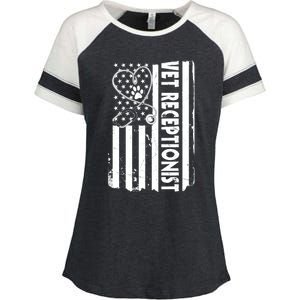 Usa Flag Vet Receptionist American Animal Health Gift Enza Ladies Jersey Colorblock Tee