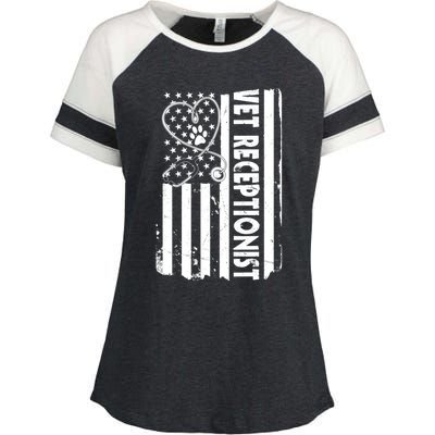 Usa Flag Vet Receptionist American Animal Health Gift Enza Ladies Jersey Colorblock Tee