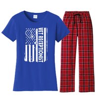 Usa Flag Vet Receptionist American Animal Health Gift Women's Flannel Pajama Set