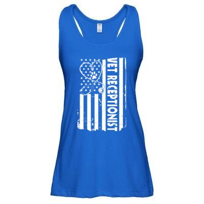 Usa Flag Vet Receptionist American Animal Health Gift Ladies Essential Flowy Tank