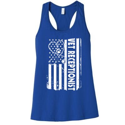 Usa Flag Vet Receptionist American Animal Health Gift Women's Racerback Tank