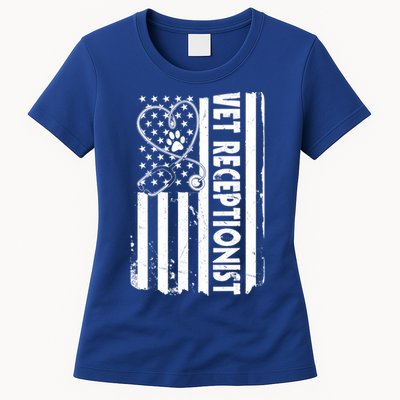 Usa Flag Vet Receptionist American Animal Health Gift Women's T-Shirt