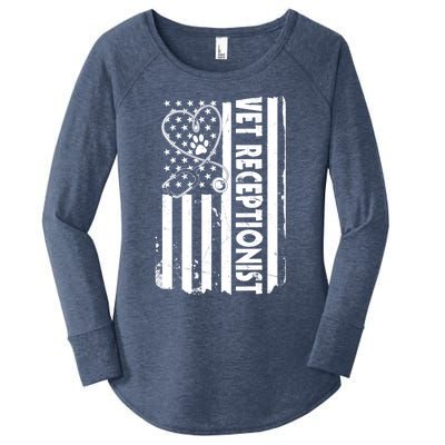 Usa Flag Vet Receptionist American Animal Health Gift Women's Perfect Tri Tunic Long Sleeve Shirt