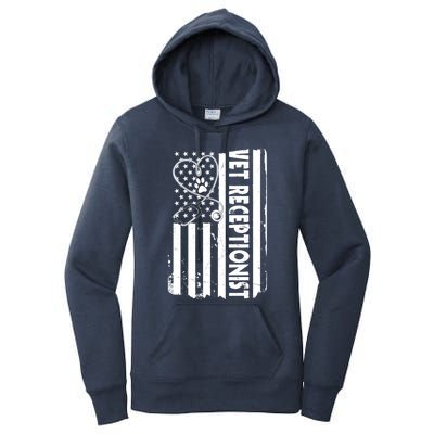 Usa Flag Vet Receptionist American Animal Health Gift Women's Pullover Hoodie