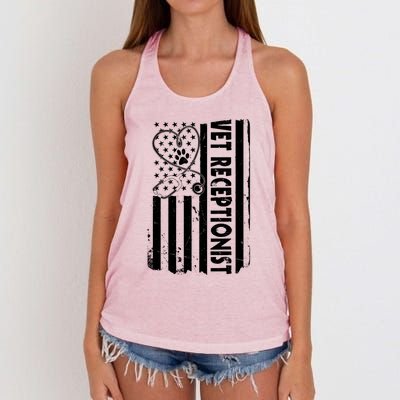 Usa Flag Vet Receptionist American Animal Health Gift Women's Knotted Racerback Tank