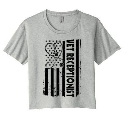 Usa Flag Vet Receptionist American Animal Health Gift Women's Crop Top Tee