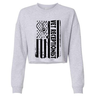 Usa Flag Vet Receptionist American Animal Health Gift Cropped Pullover Crew