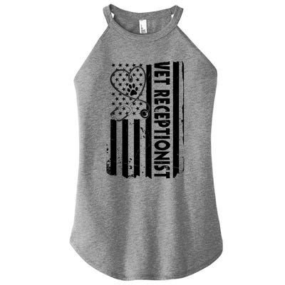 Usa Flag Vet Receptionist American Animal Health Gift Women's Perfect Tri Rocker Tank