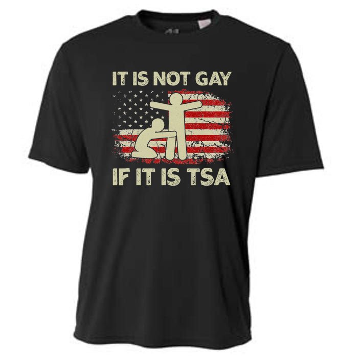 USA Flag Vintage It Is Not Gay If It Is TSA Security Cooling Performance Crew T-Shirt