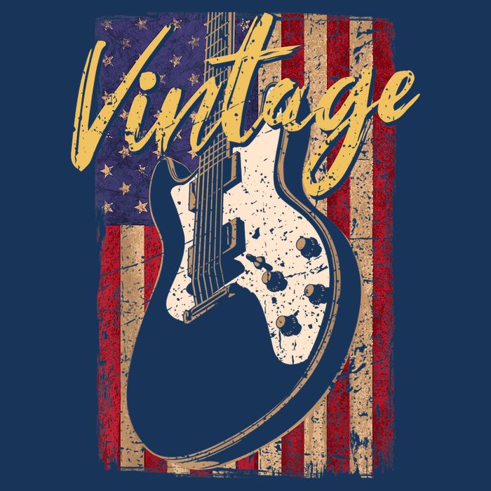 USA Flag Vintage Guitar Patriotic Instrument T-Shirt
