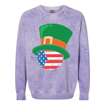 USA Flag Volleyball Leprechaun Patrick Colorblast Crewneck Sweatshirt