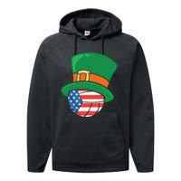 USA Flag Volleyball Leprechaun Patrick Performance Fleece Hoodie