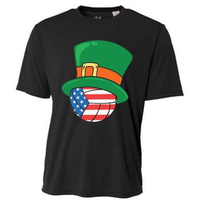 USA Flag Volleyball Leprechaun Patrick Cooling Performance Crew T-Shirt